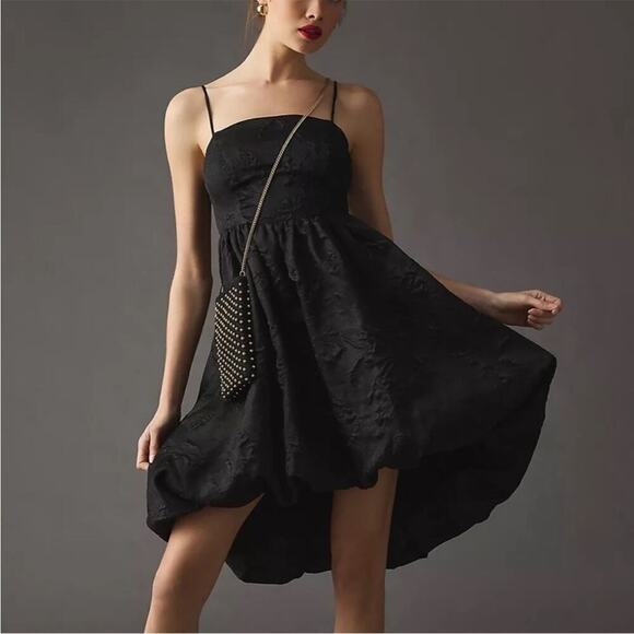 Anthropologie Jacquard Bubble Hem Dress Black Size 10 NEW - Picture 1 of 16